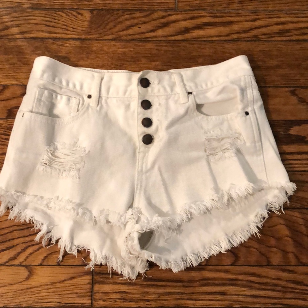 White jean shorts